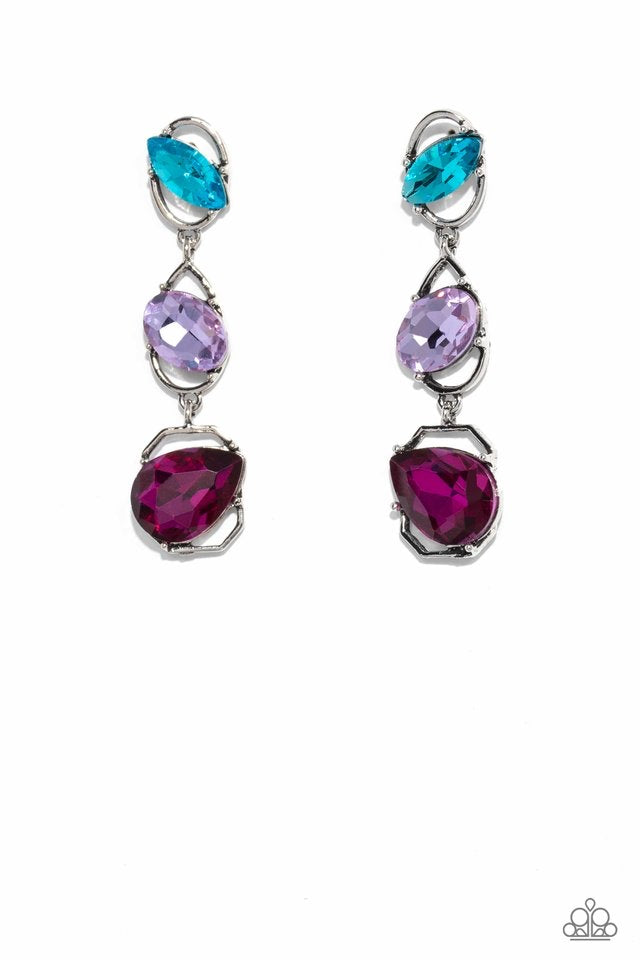 Dimensional Dance - Multi Earrings - Silver | Paparazzi Accessories