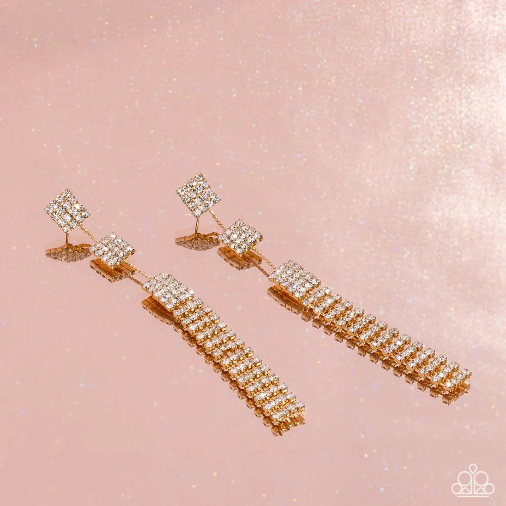 Fiercely Free-Falling - Gold Post Earrings | Paparazzi Accessories