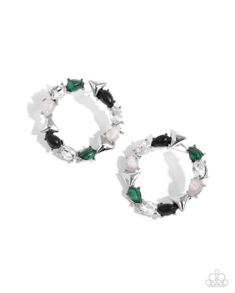 Triangular Talent Earrings - Green image 2