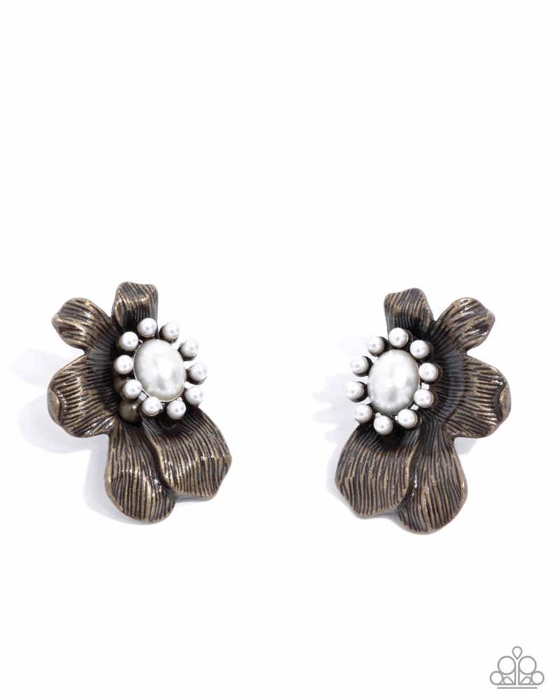 Sonata Shimmer Earrings - Brass | Paparazzi Accessories image 2