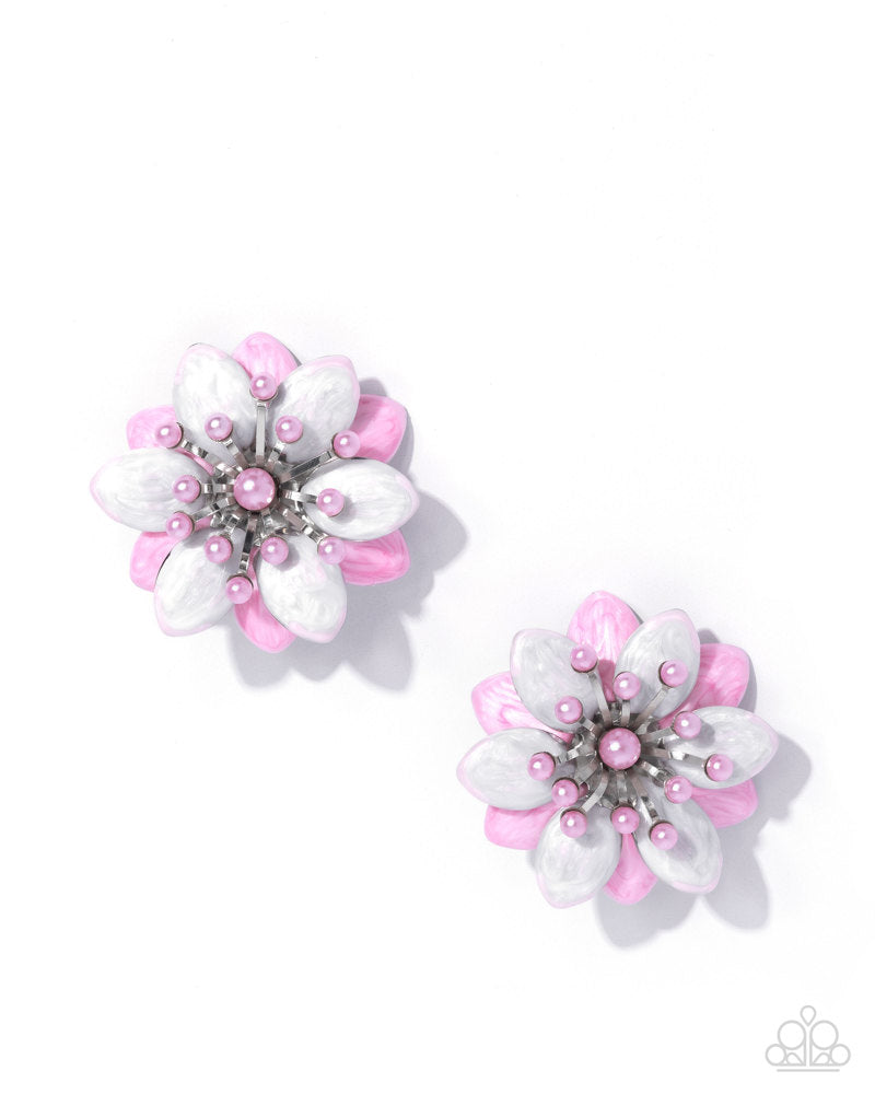 Dimensional Dowry Earrings - Pink | Paparazzi Accessories image 2