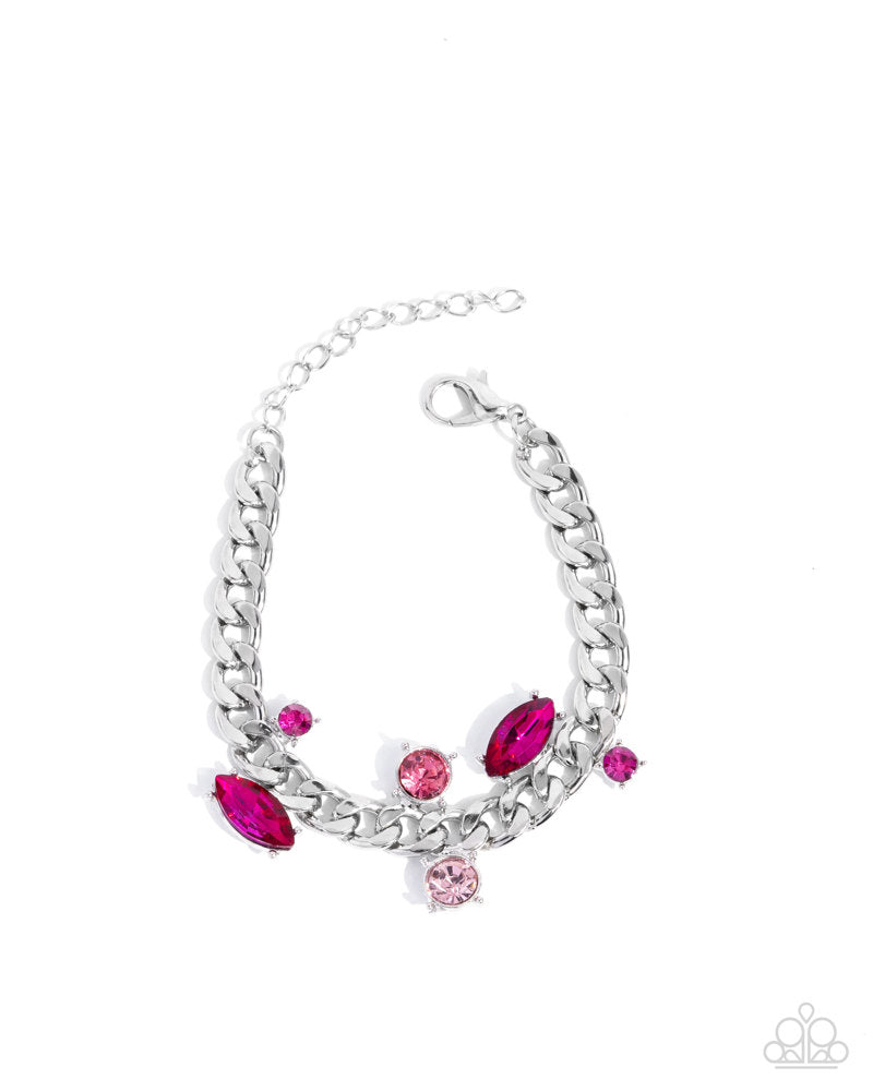 Complete Look - Captivating Chic Necklace and Captivating Chance Bracelet Pink Silver 2-Piece Set - Paparazzi