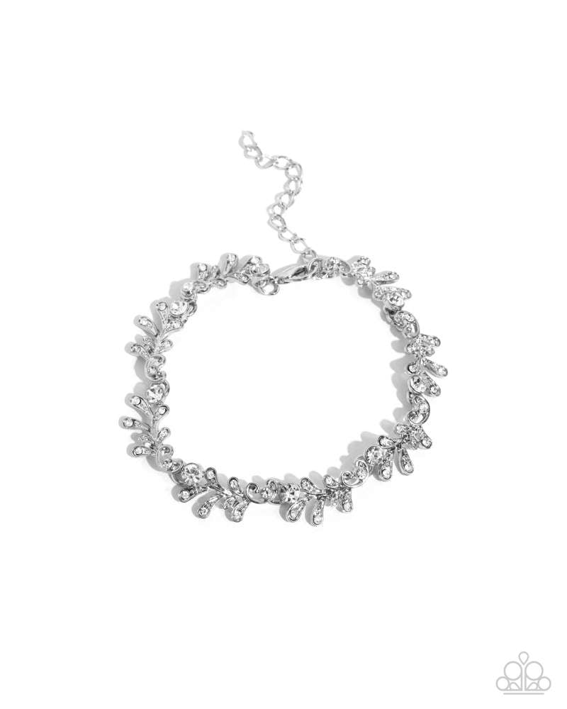 Complete Look - Leafy Lady Necklace and Leafy Lady Bracelet White Silver 2-Piece Set - Paparazzi