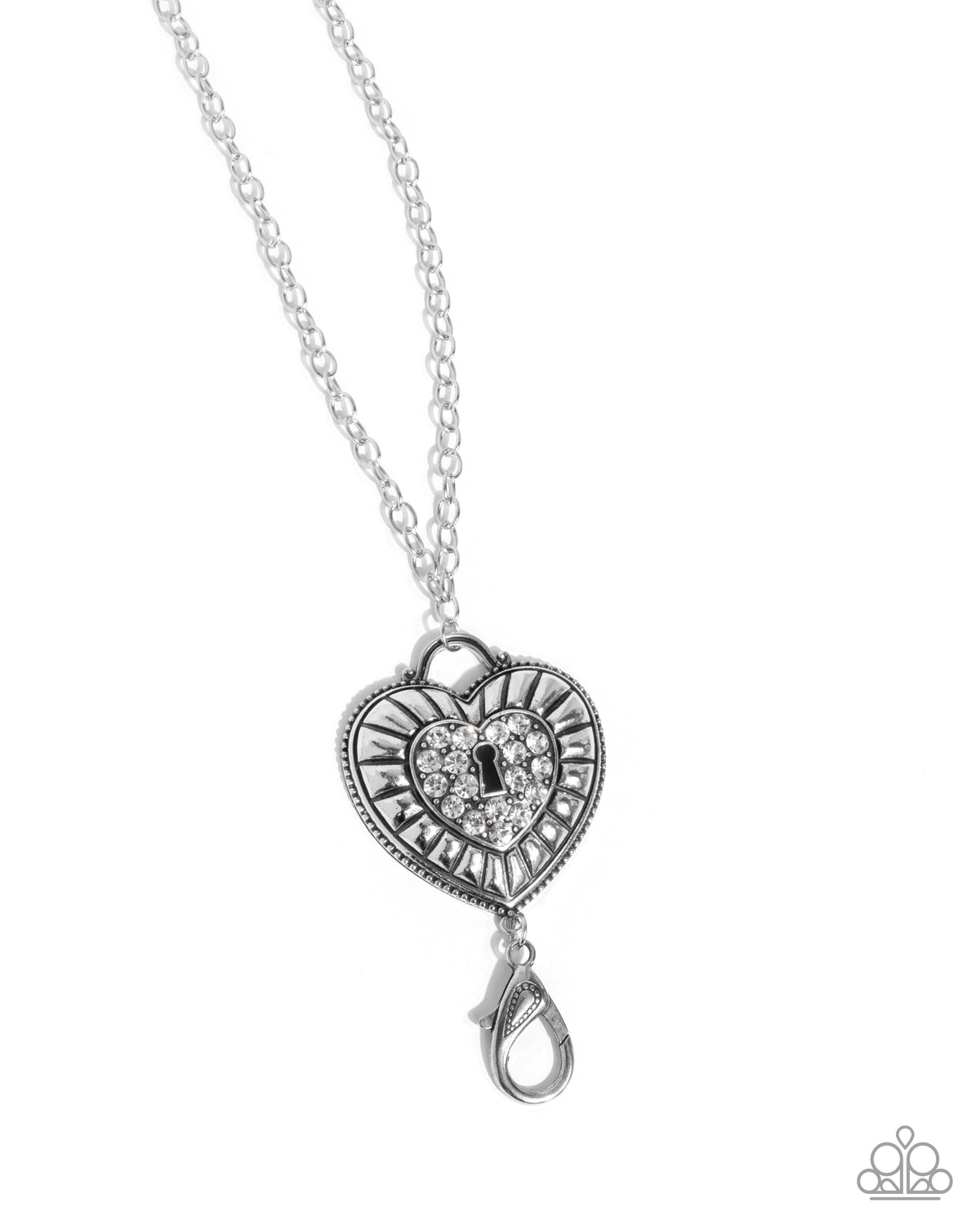 Panoramic Padlock Necklace - White | Paparazzi Accessories image 2