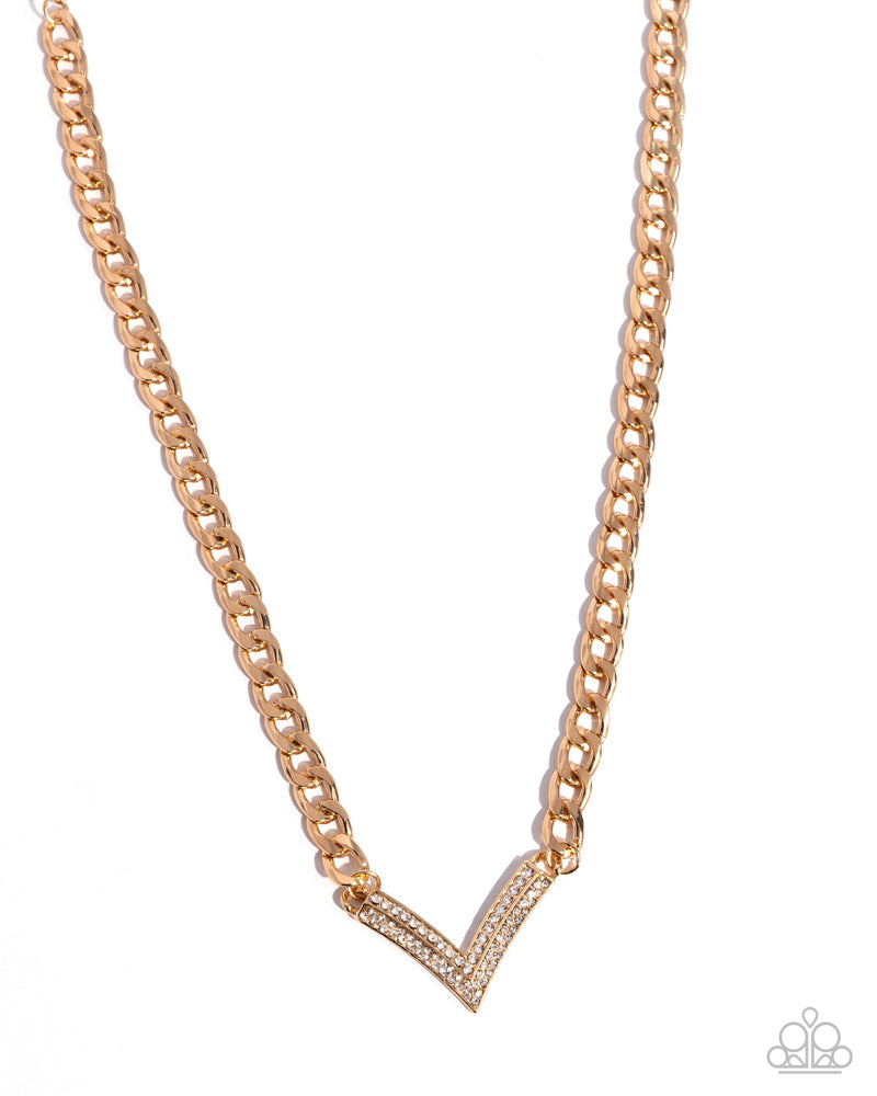 Confident Chevron Necklace - Gold image 2