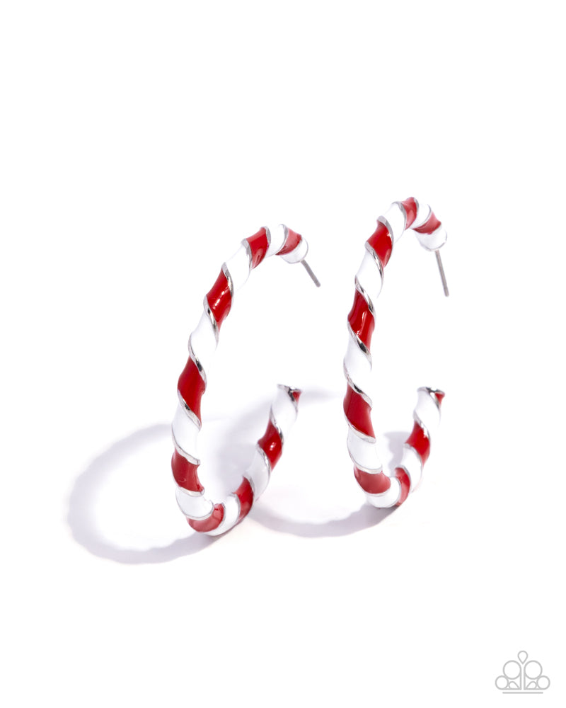 Candy Cane Lane Earrings - Red | Paparazzi Accessories