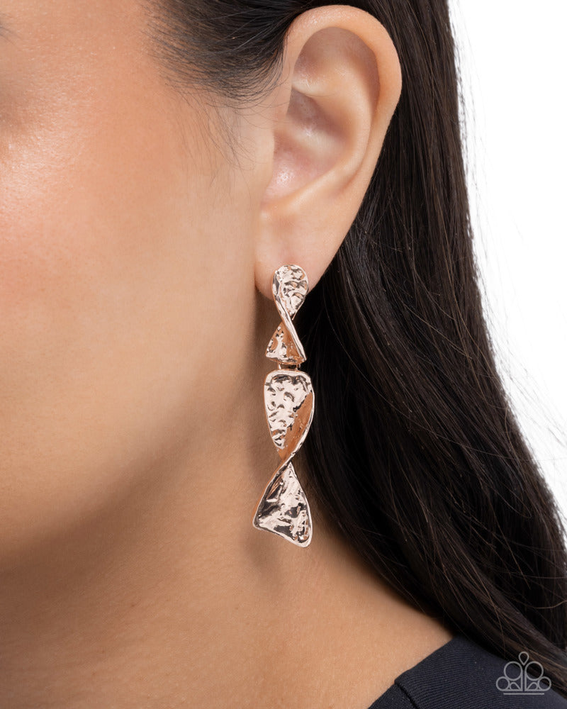 Subtle Shimmy Earrings - Rose Gold | Paparazzi Accessories image 3