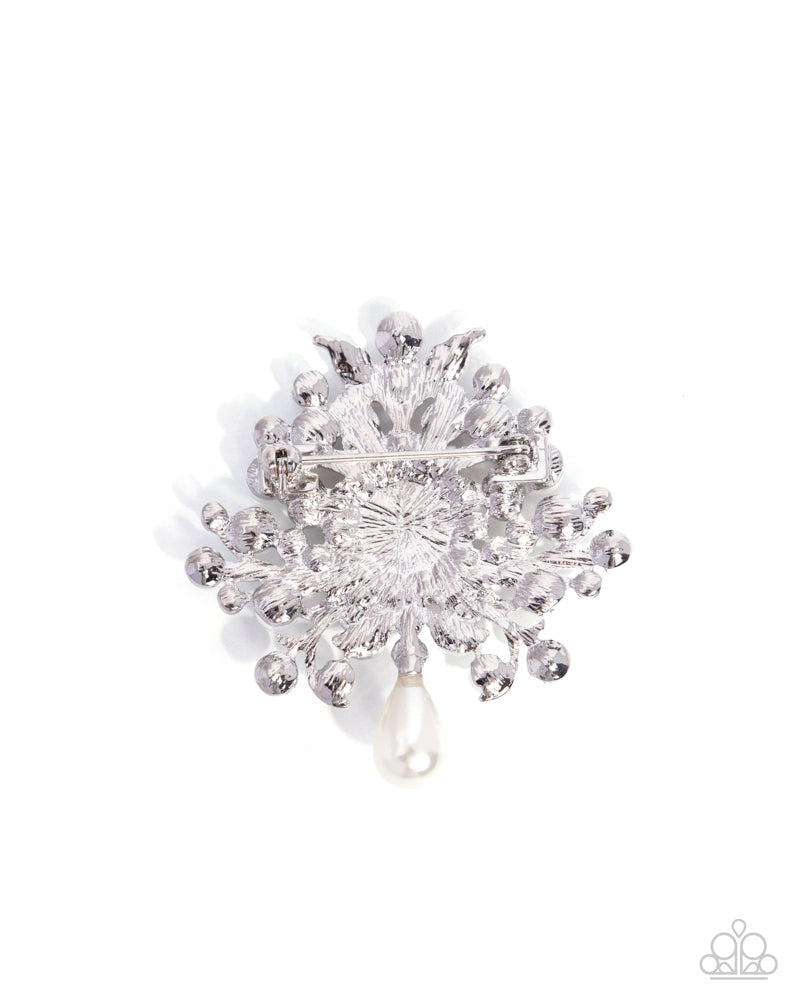 Perennial Polish - White Brooch | Paparazzi Accessories