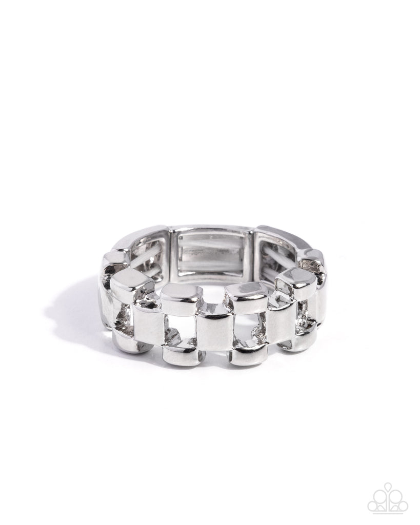 Interlocked Image - Silver Link Ring - LOP Diamond Trip Early Access Exclusive | Paparazzi Accessories