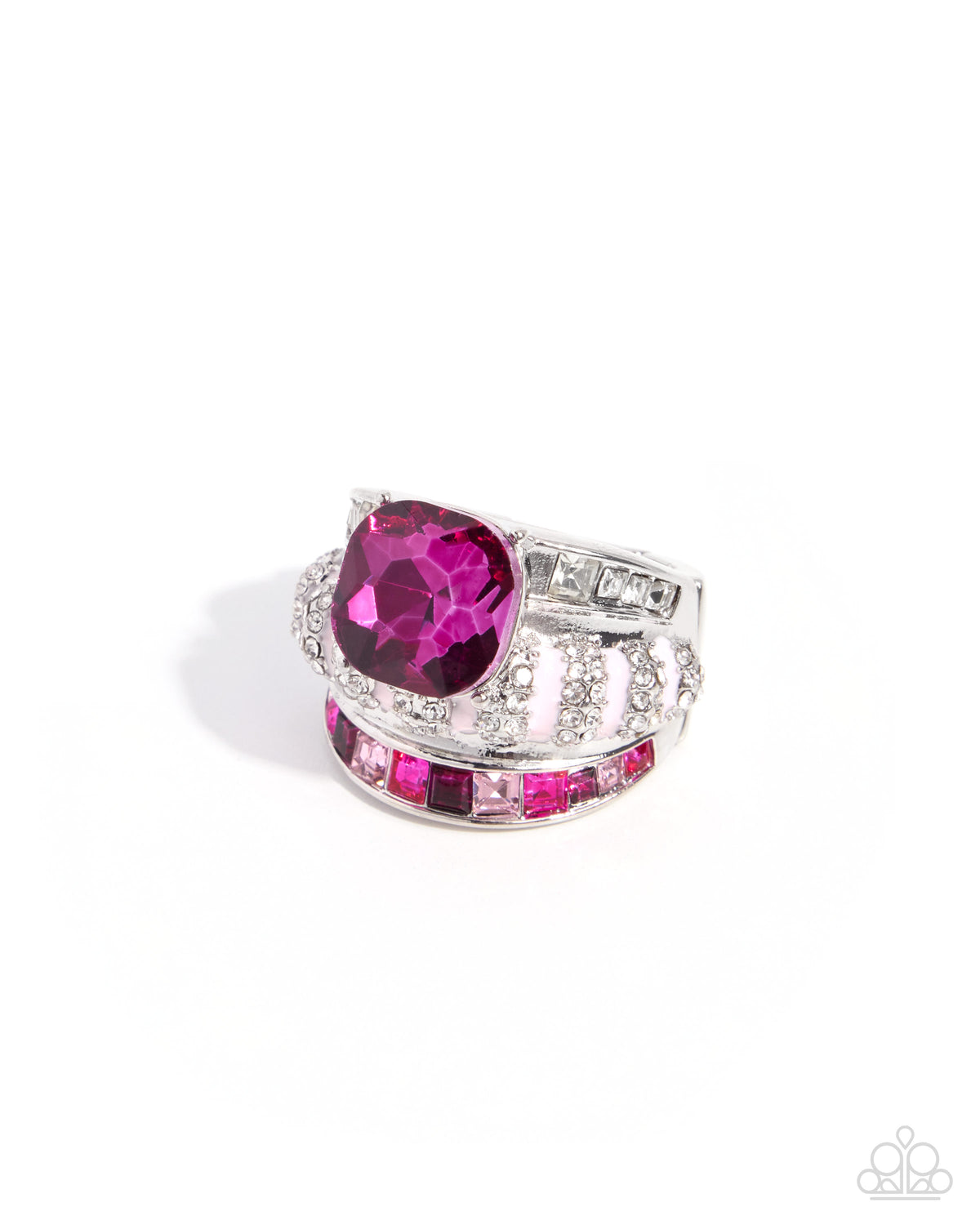 Steady Squares Ring - Pink | Paparazzi Accessories image 2