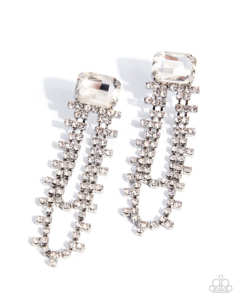 Balanced Birthright Earrings - White | Paparazzi Accessories image 2
