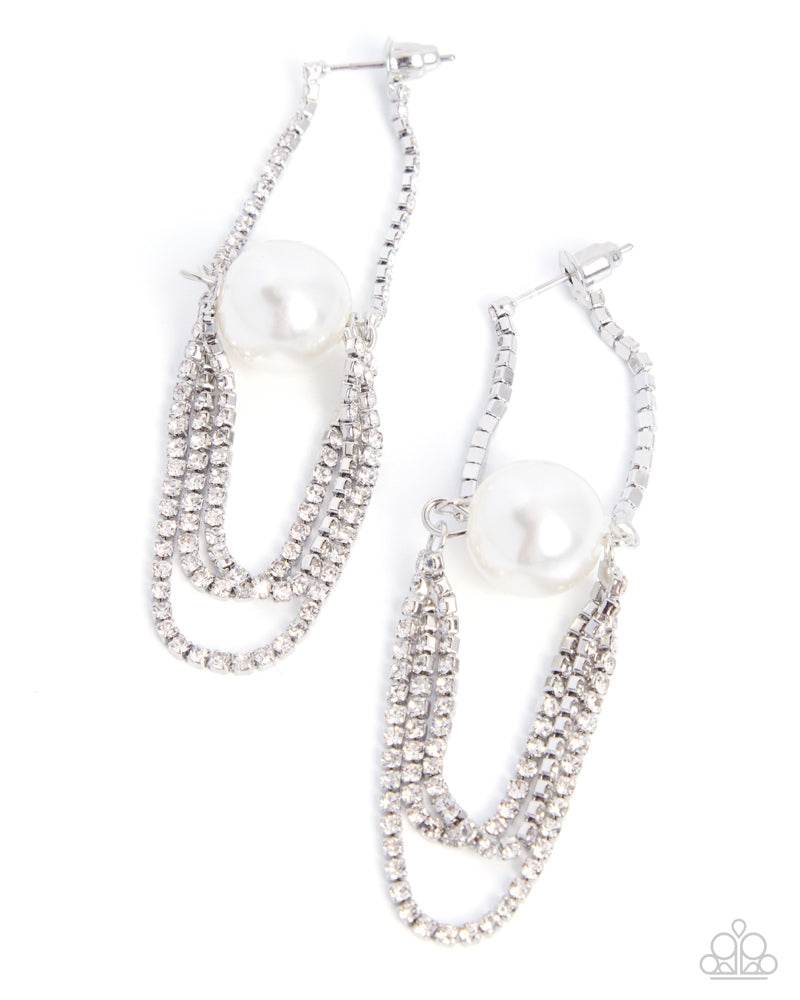 Dainty Direction Earrings - White | Paparazzi Accessories image 2