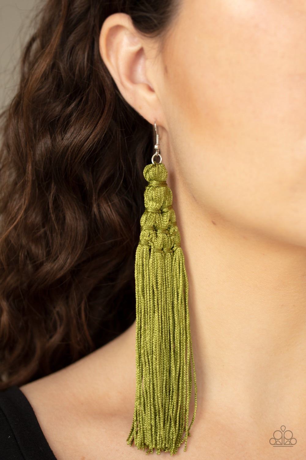 Tassel earrings - Paparazzi Magic Carpet Ride - Green Earrings Paparazzi jewelry image