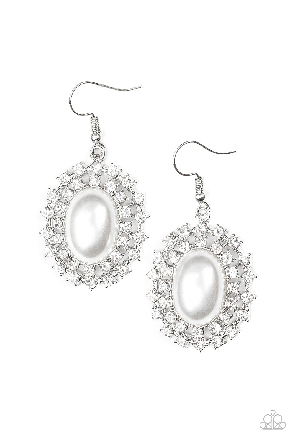 Paparazzi Mega Movie Star - White Rhinestone Earrings - Pusher P