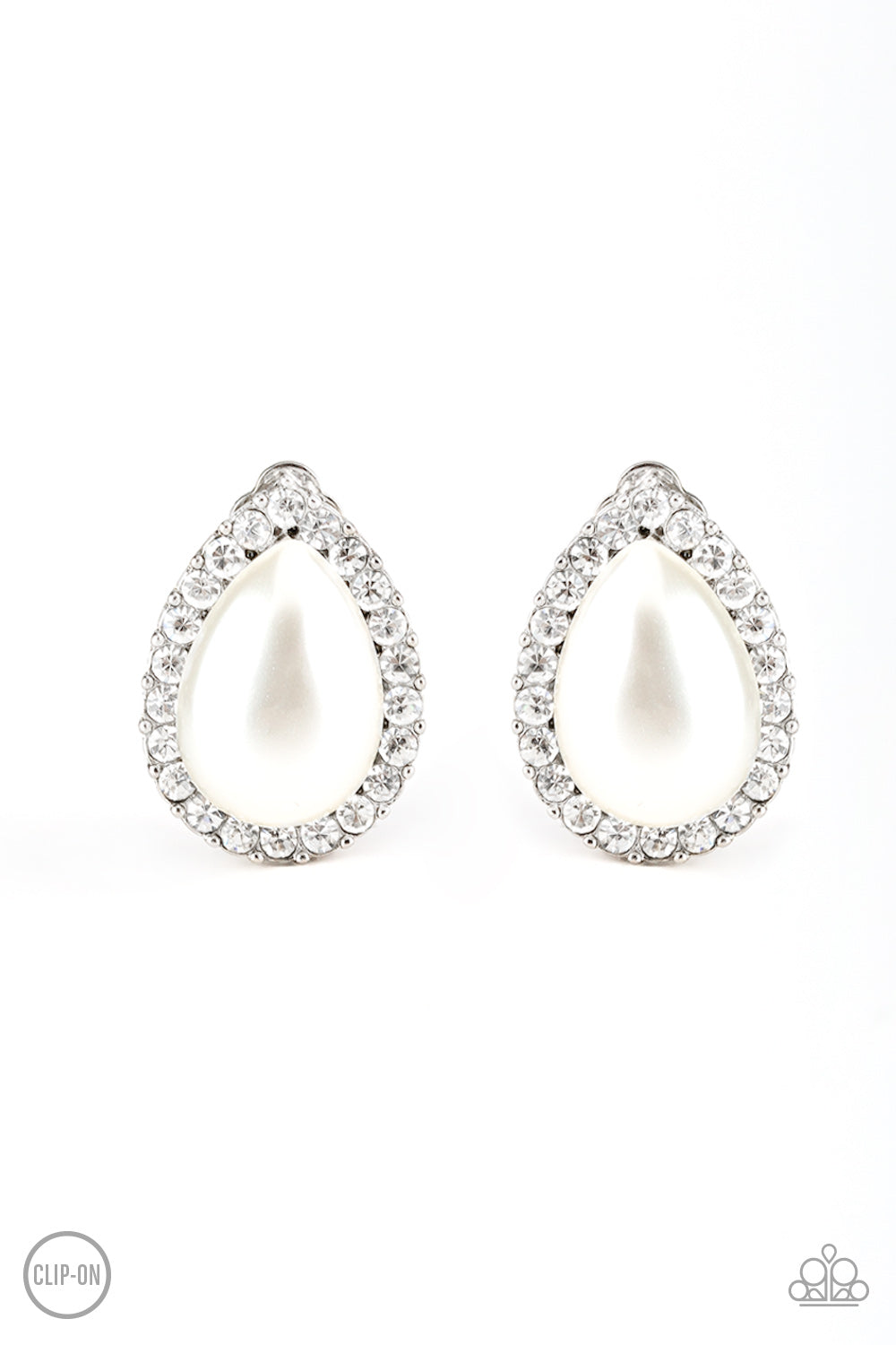 Paparazzi Old Hollywood Opulence - White Clip-On - Pusher P