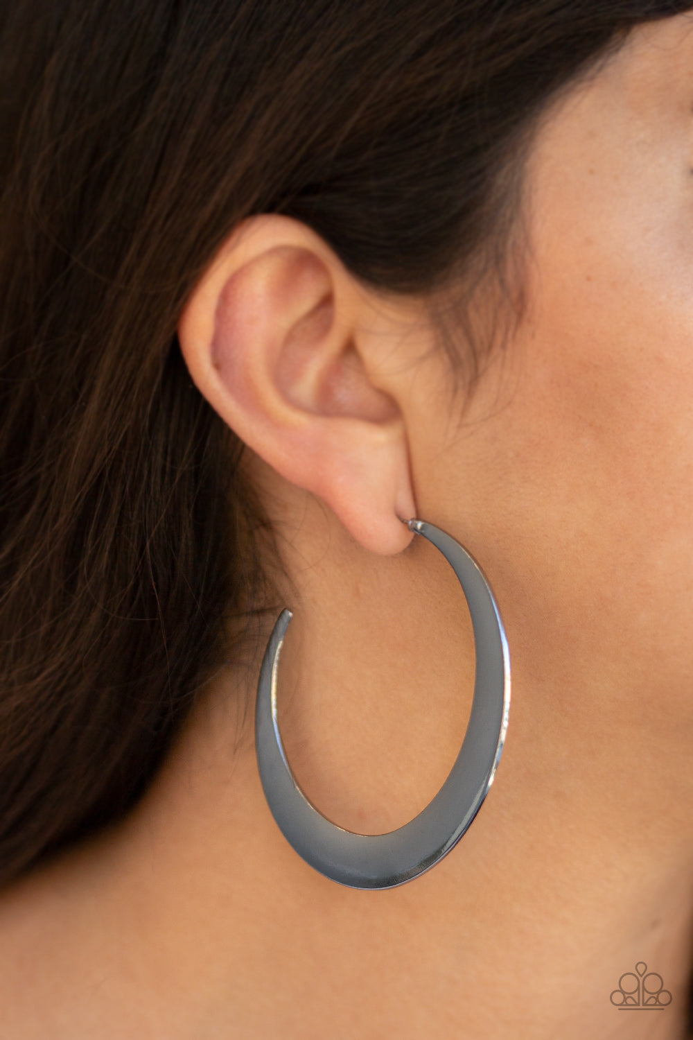 Paparazzi Moon Beam - Black Hoop Earrings - Pusher P