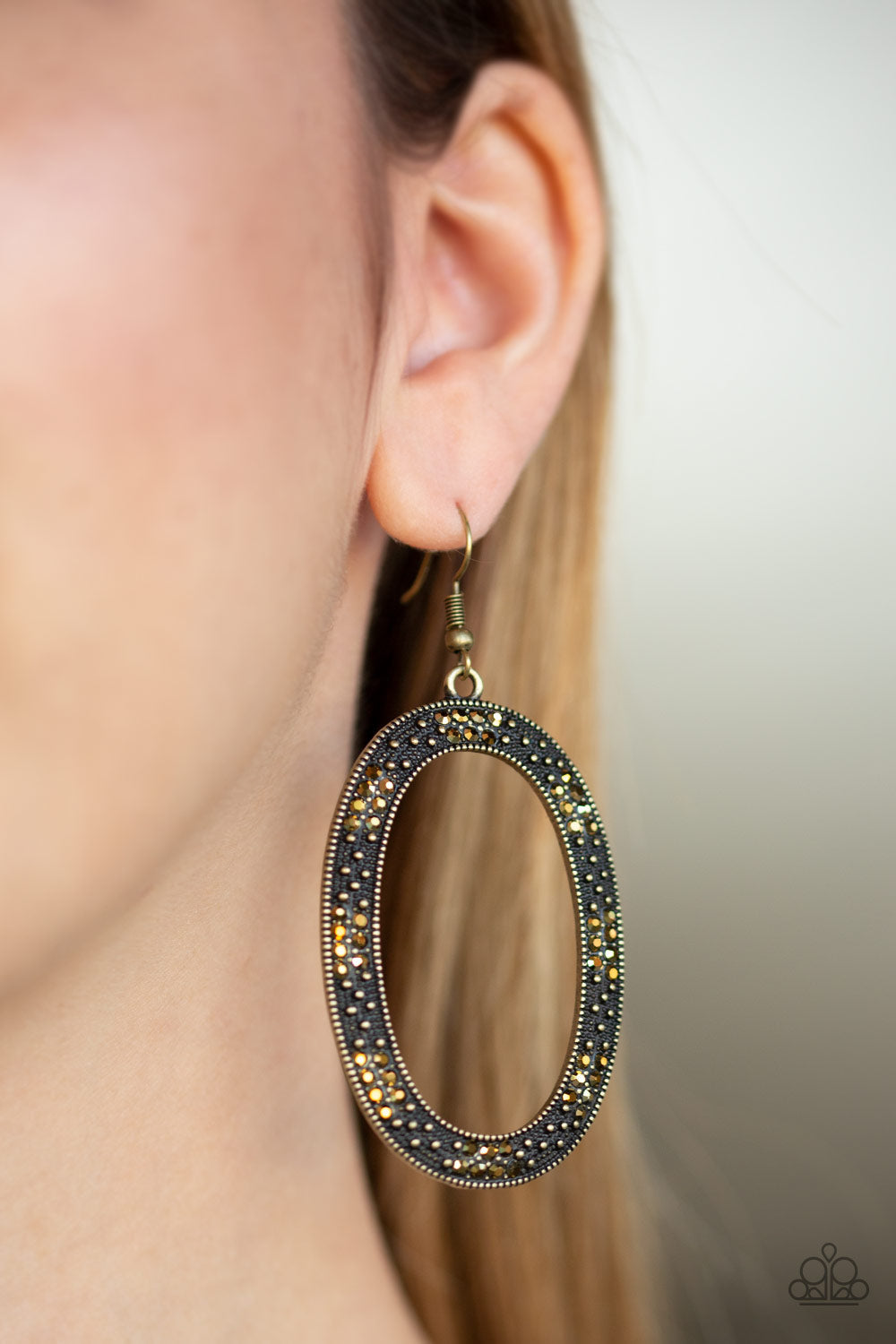 Paparazzi Rhinestone Rebel - Brass Earrings - Pusher P