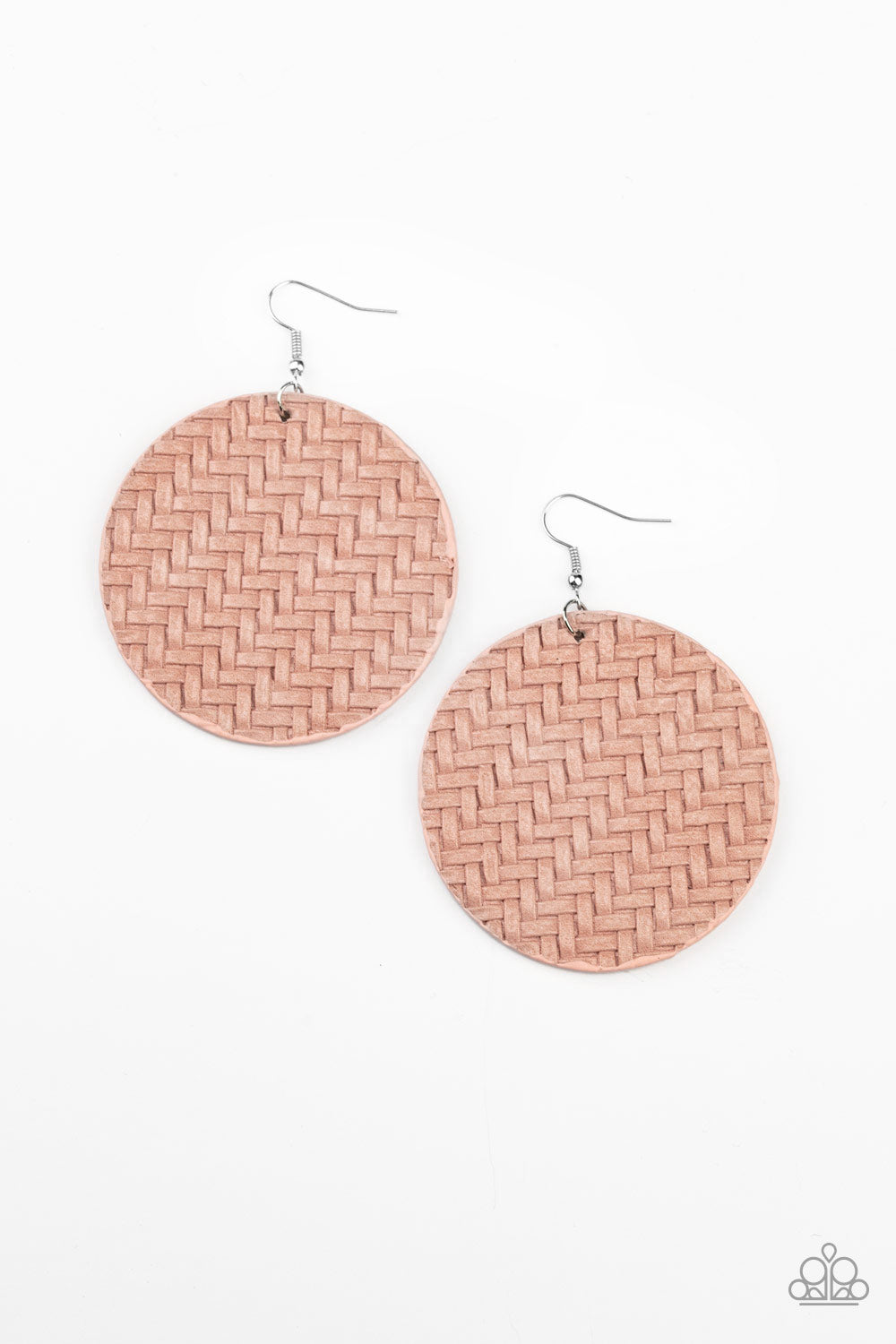 Paparazzi Plaited Plains - Coral Pink Earrings - Pusher P