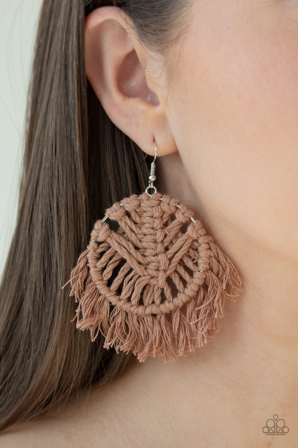Paparazzi All About MACRAME - Brown Earrings - Pusher P