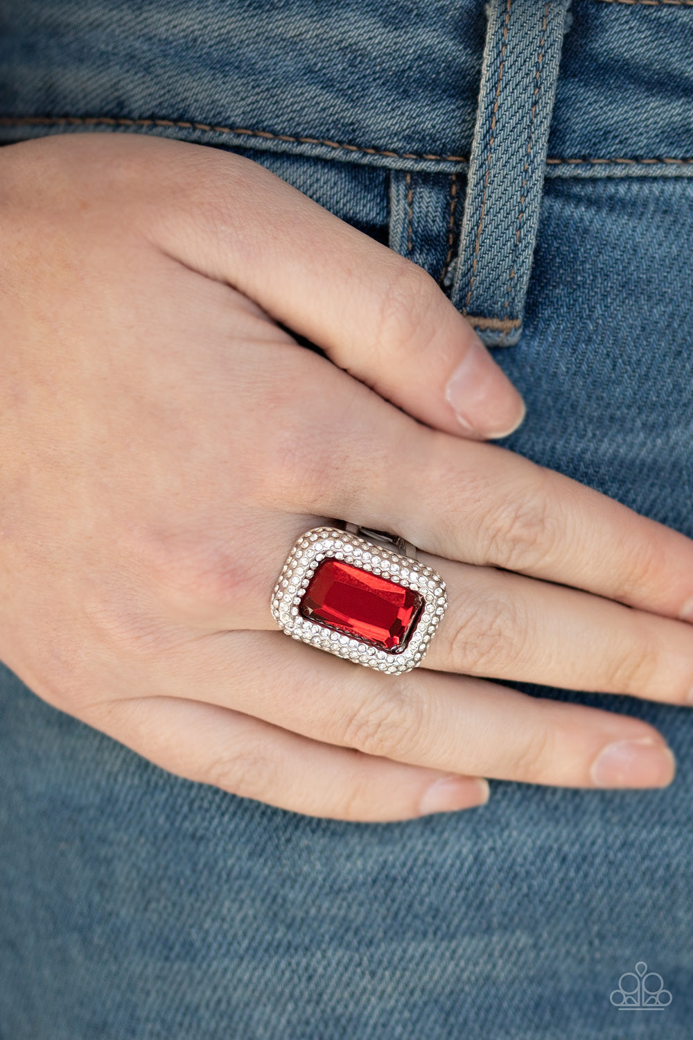 Paparazzi A Grand STATEMENT-MAKER - Red Ring - Pusher P