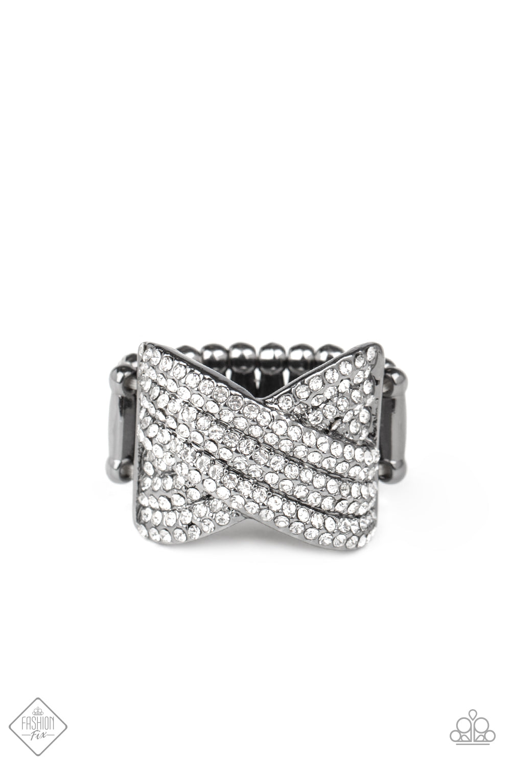 Paparazzi Girl Boss Glitter - Black Crisscross Ring - Pusher P