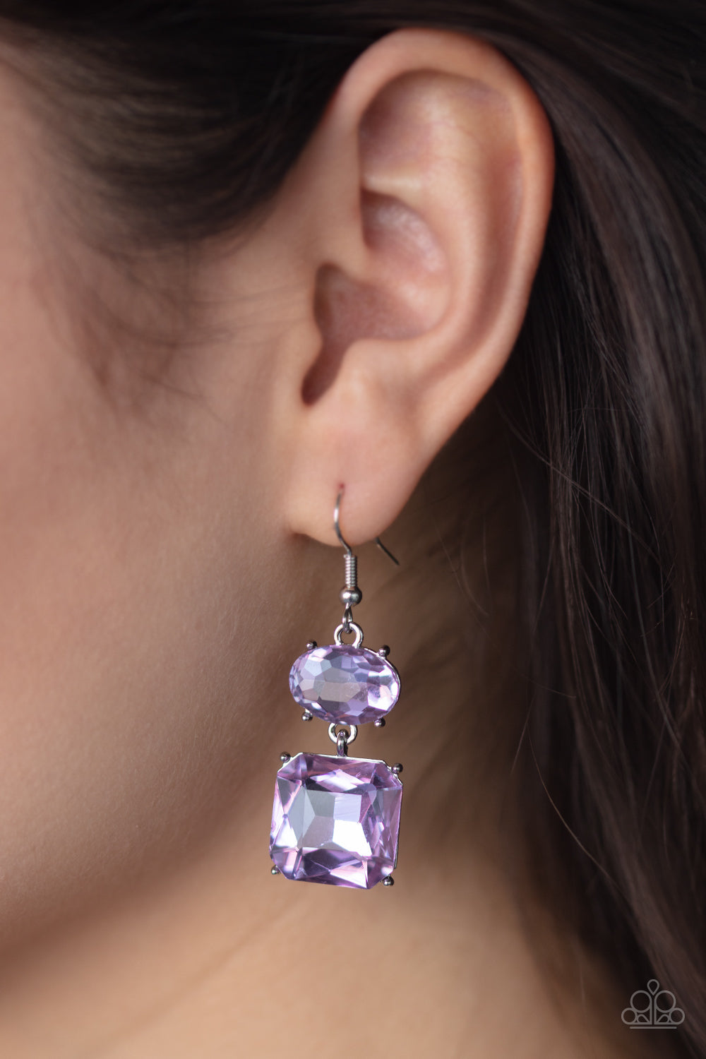 Paparazzi All ICE On Me - Purple Gem Earrings - Pusher P