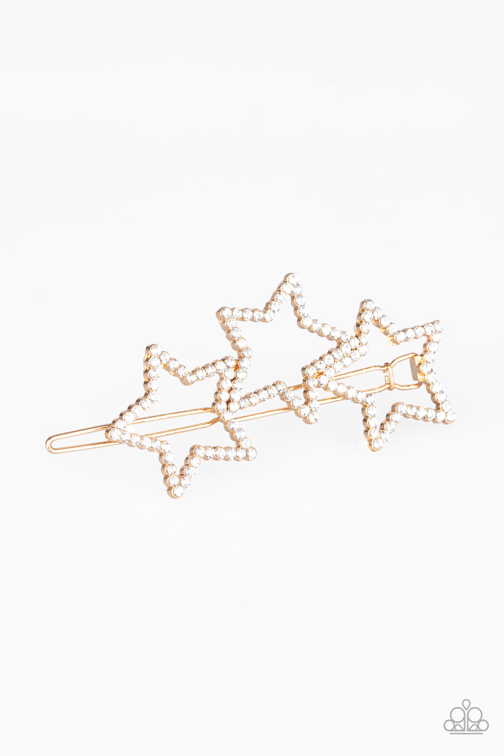 Paparazzi Thank My Lucky Stars - Gold Rhinestone Barrette