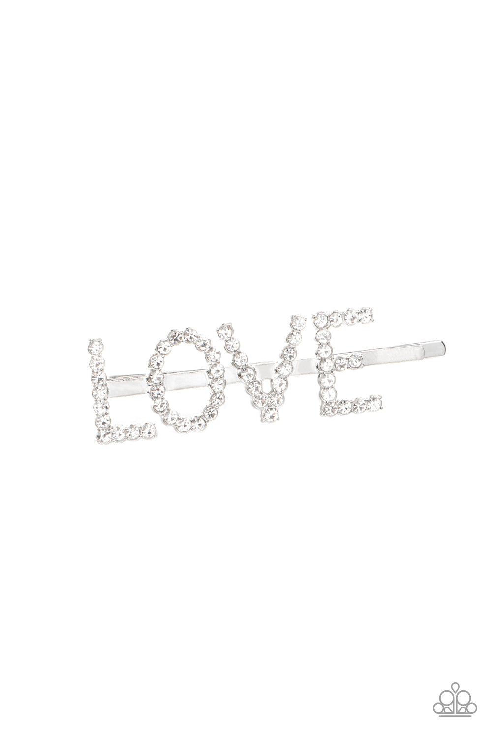 Paparazzi All You Need Is Love - White Rhinestone Bobby Pin