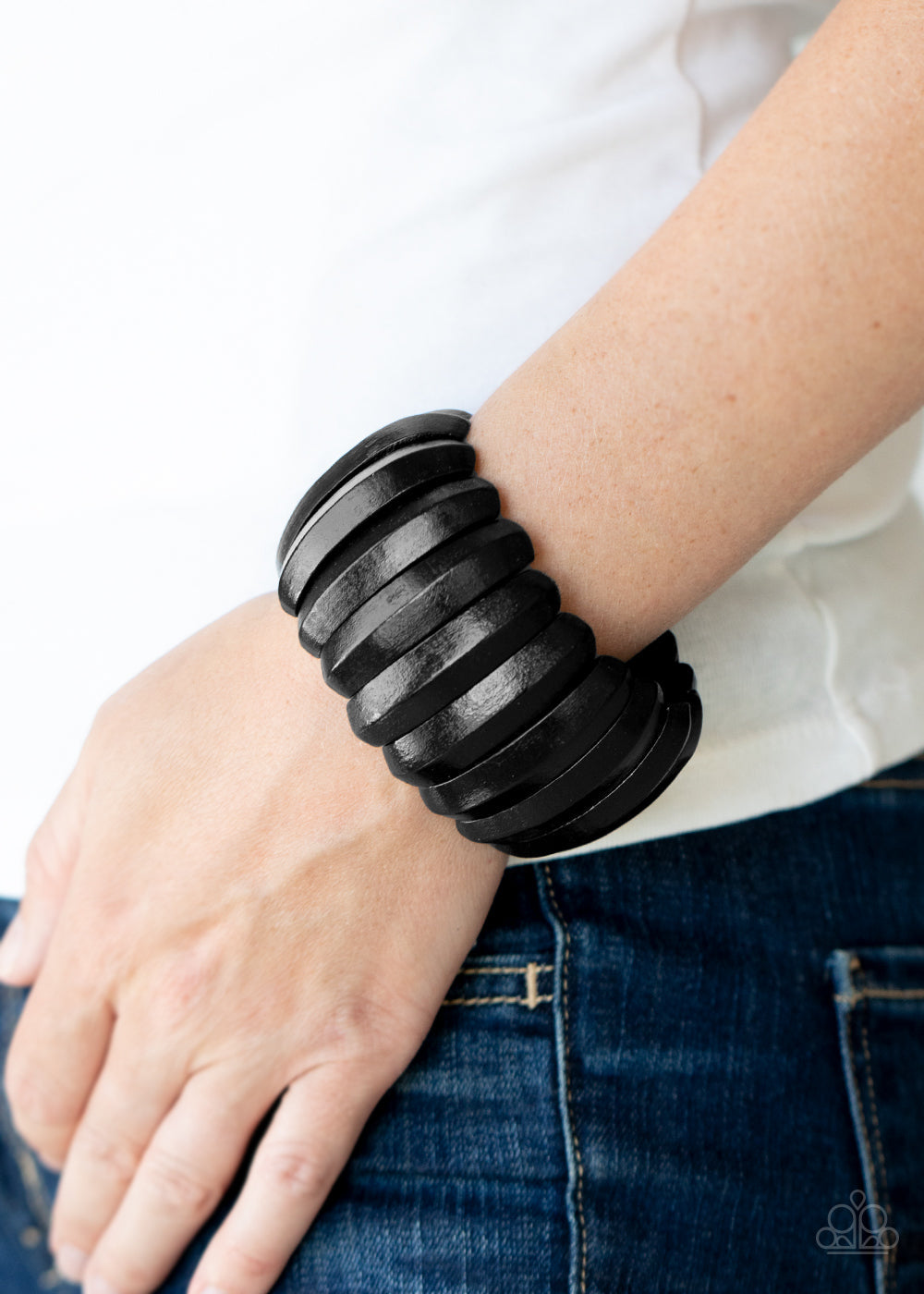 Paparazzi Colorfully Congo - Black Wooden Bracelet - Pusher P