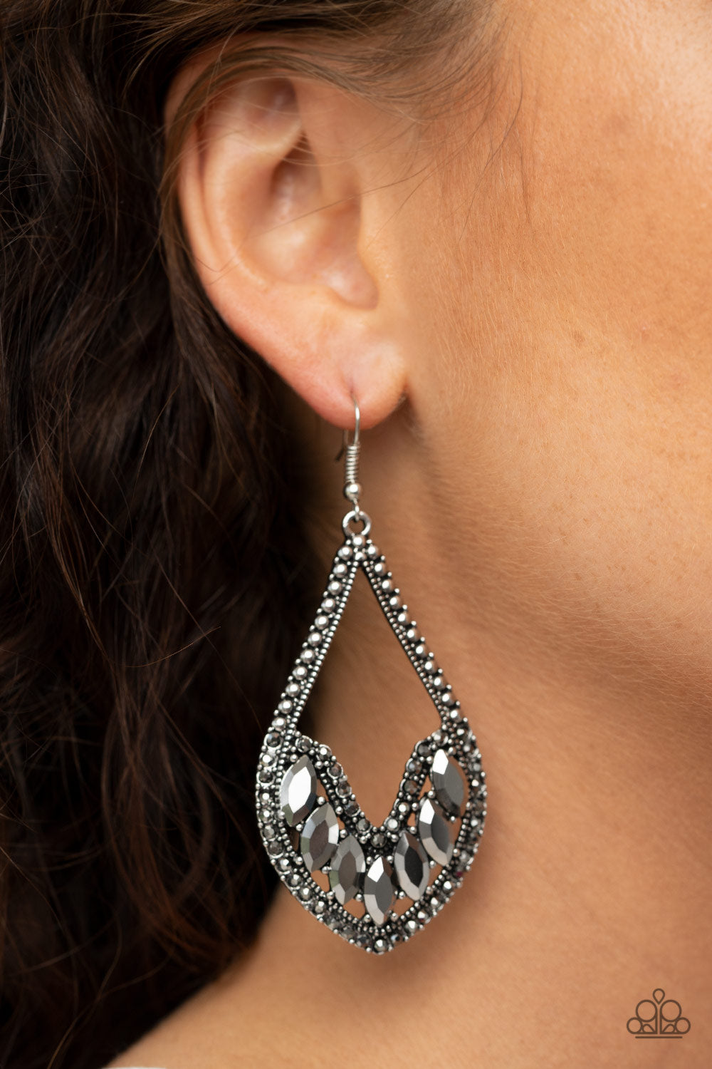Paparazzi Ethereal Expressions - Silver Hematite Rhinestone Earrings - Pusher P