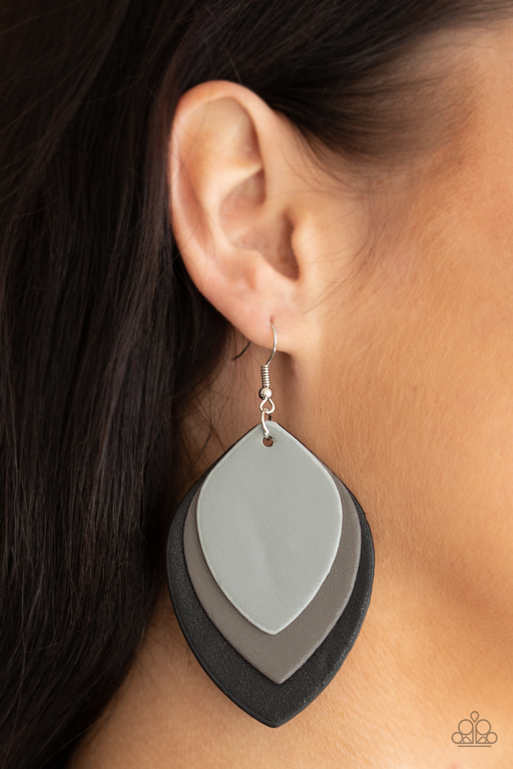 Paparazzi Light as a LEATHER - Black Earrings - Pusher P