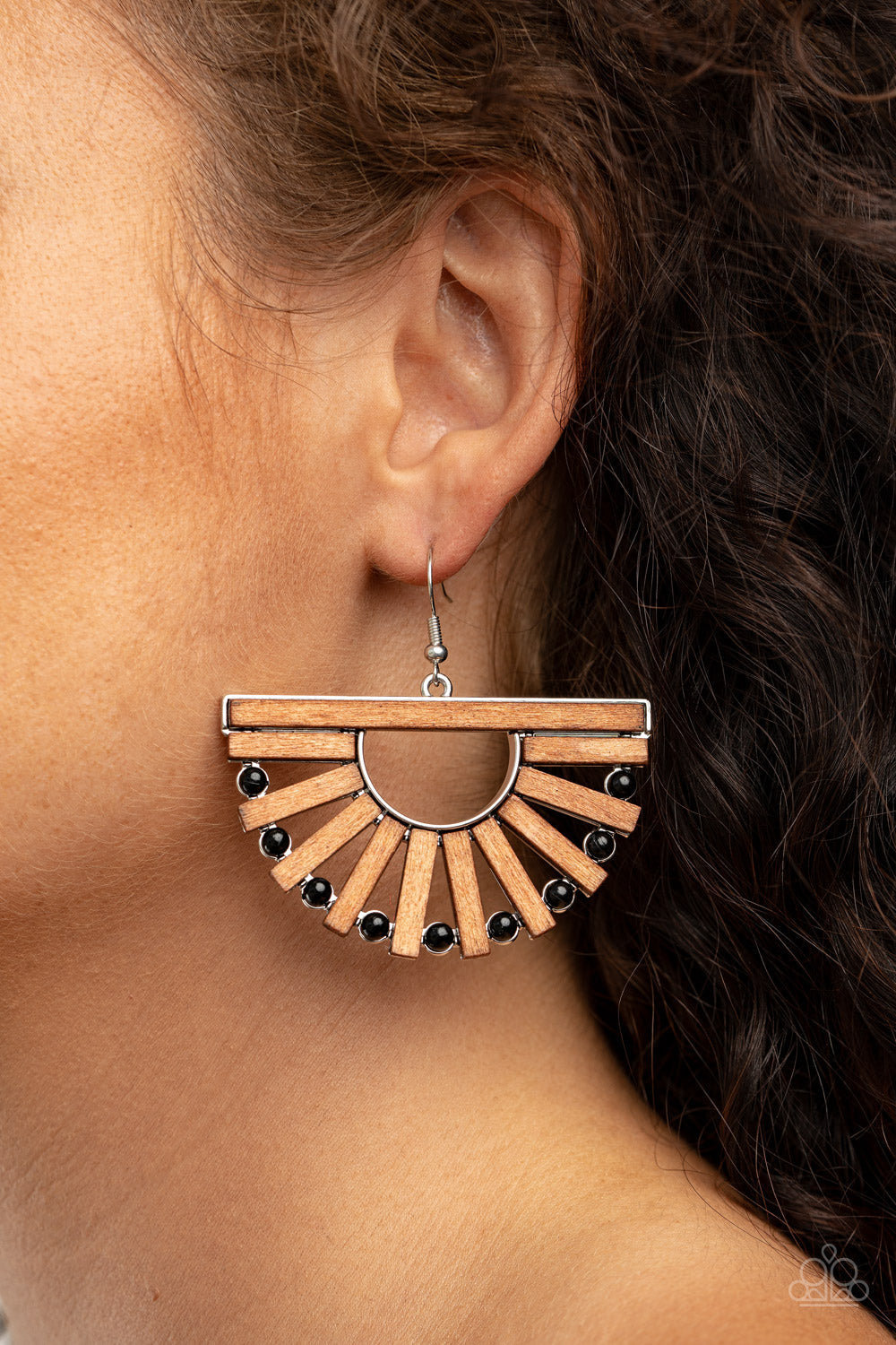 Paparazzi Wooden Wonderland - Black Wooden Earrings - Pusher P