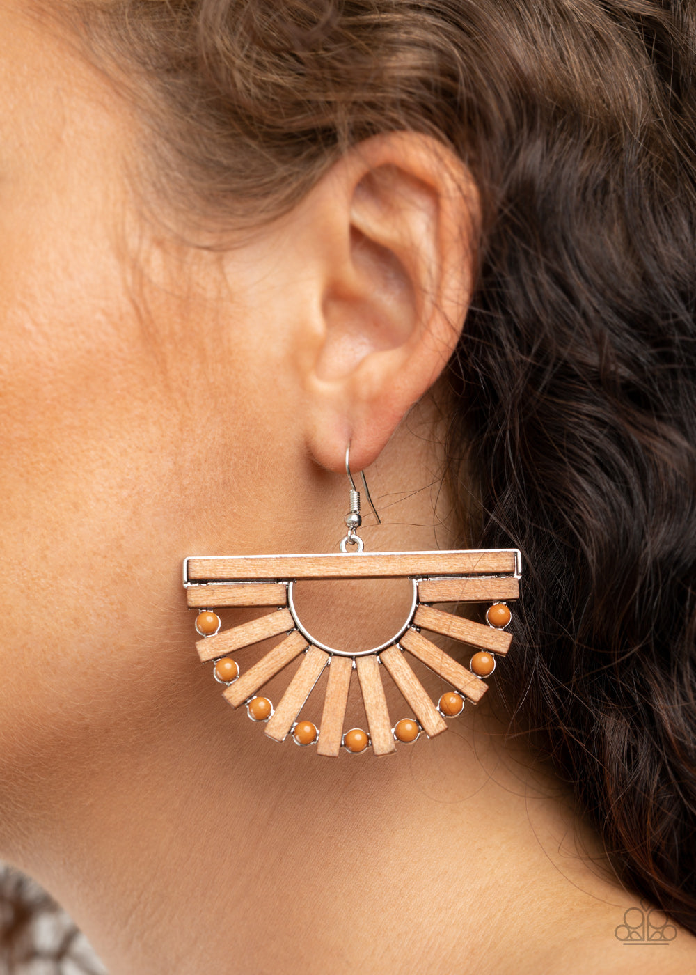 Paparazzi Wooden Wonderland - Brown Earrings