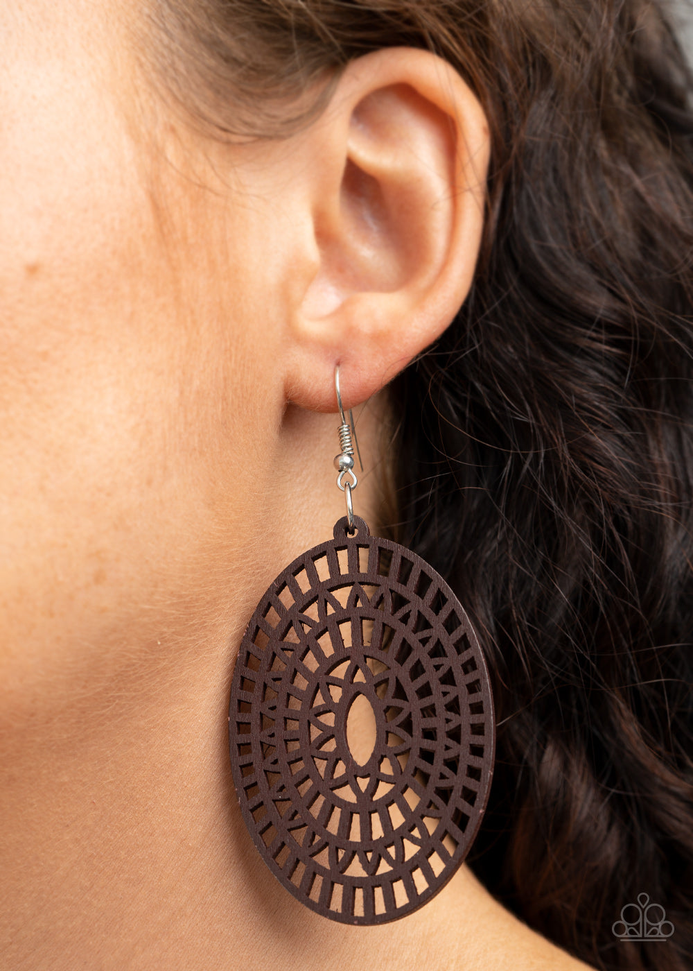 Paparazzi Tropical Retreat - Brown Wooden Earrings - Pusher P