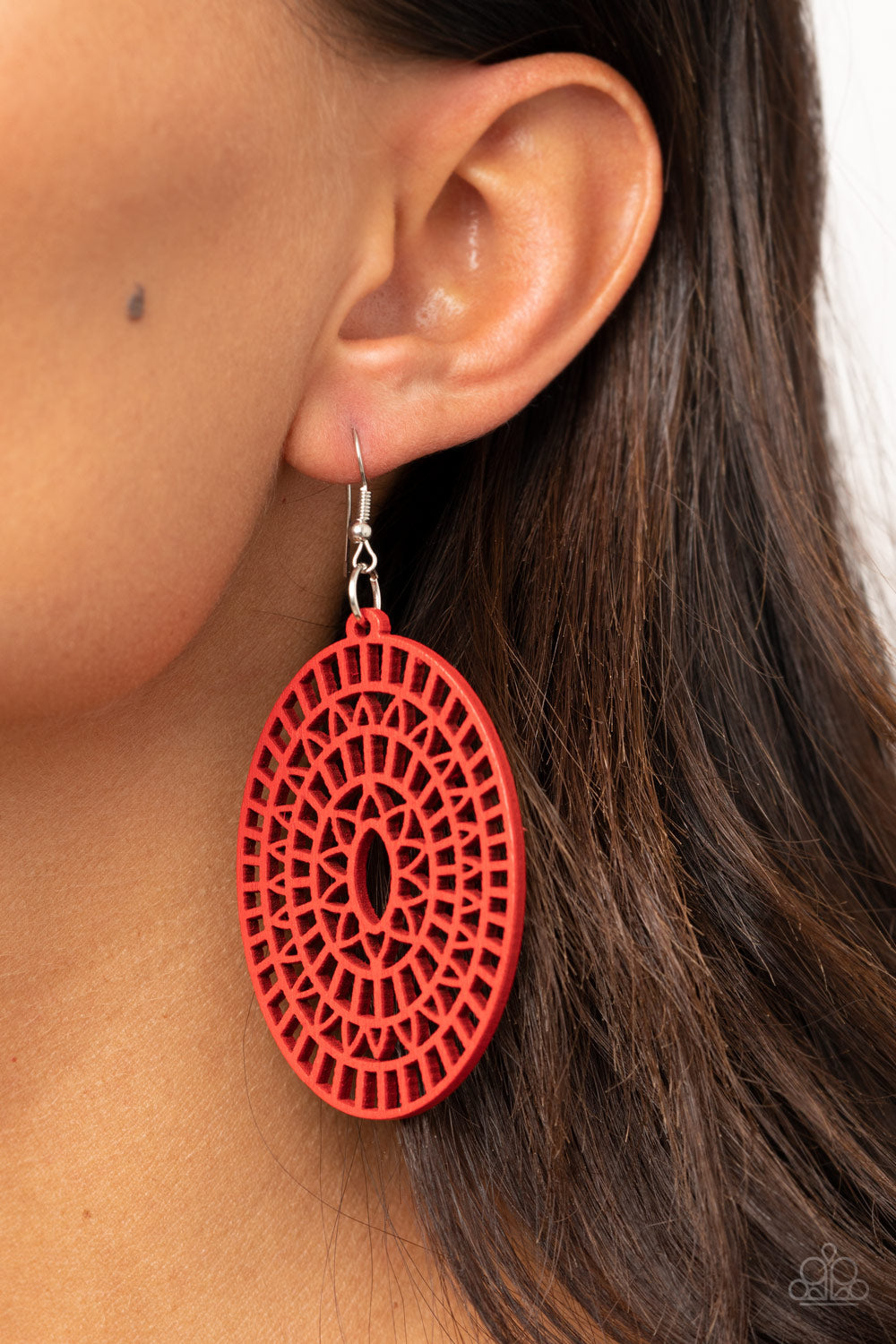 Paparazzi Tropical Retreat - Red Wooden Earrings - Pusher P