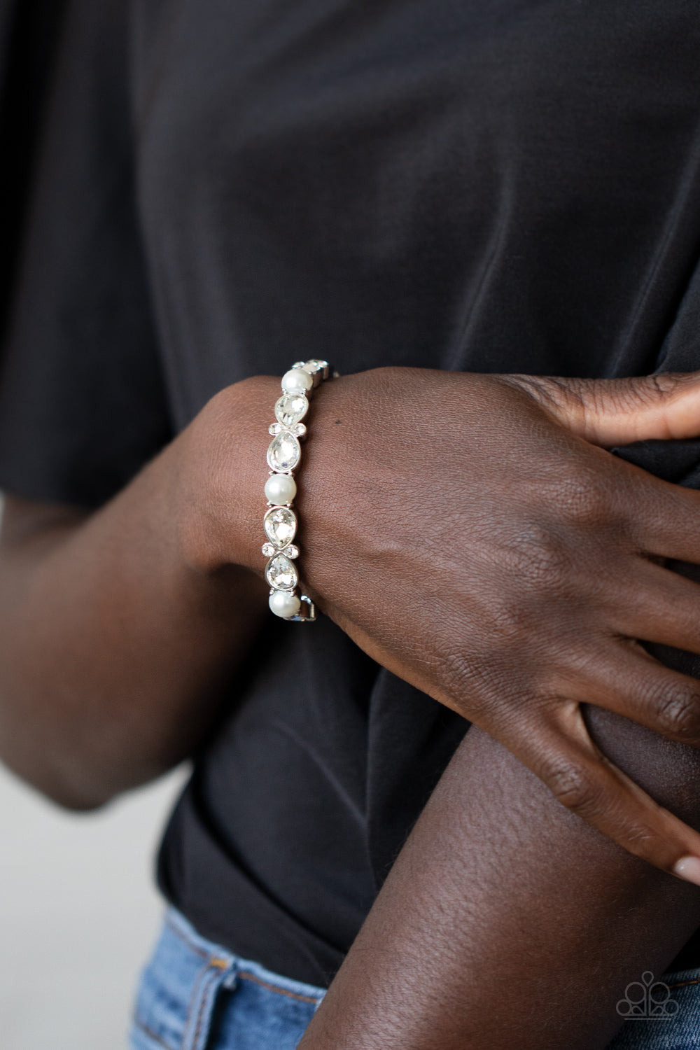 Paparazzi Frosted Finery - White Bracelet - Pusher P