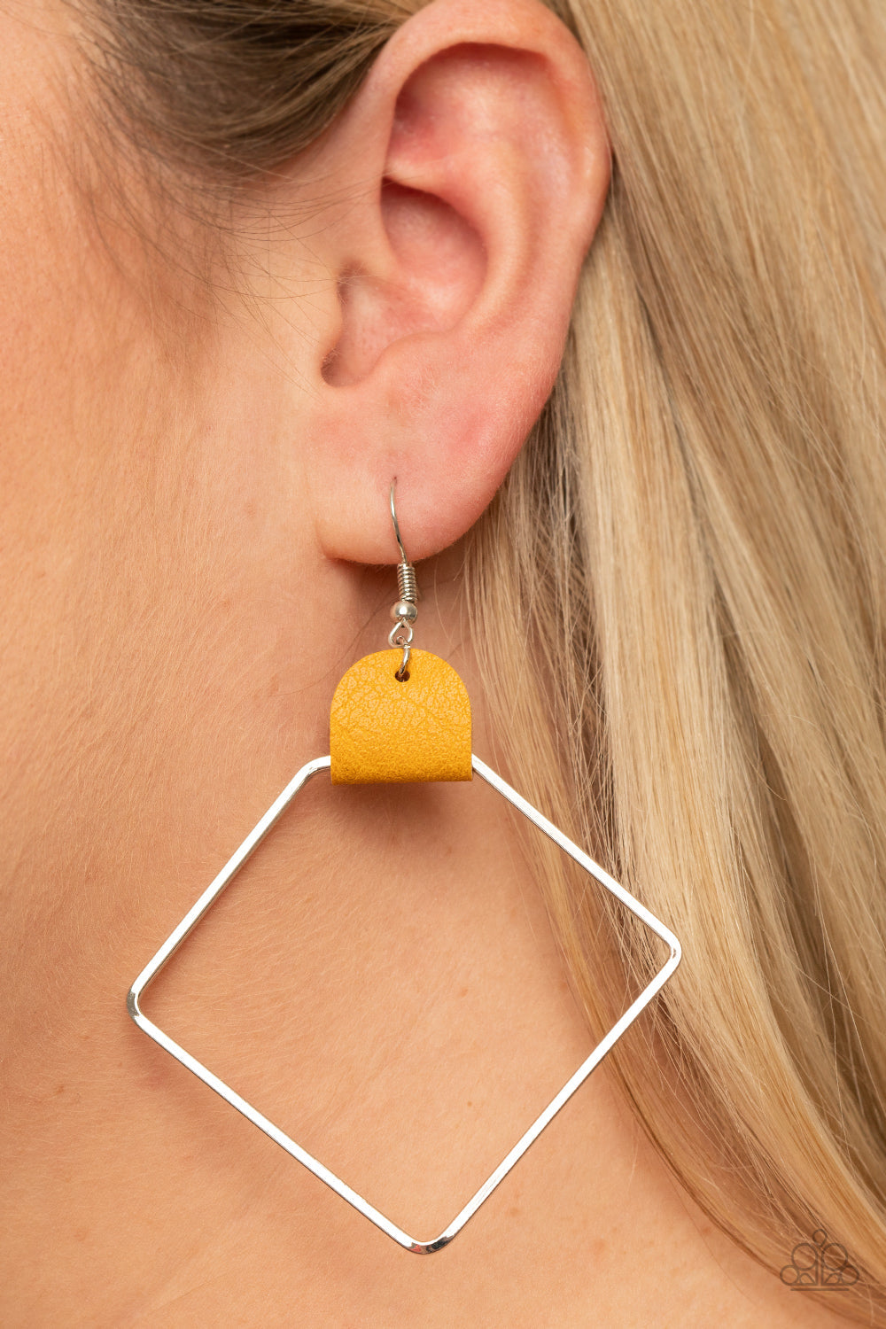 Paparazzi Friends of a LEATHER - Yellow Earrings - Pusher P