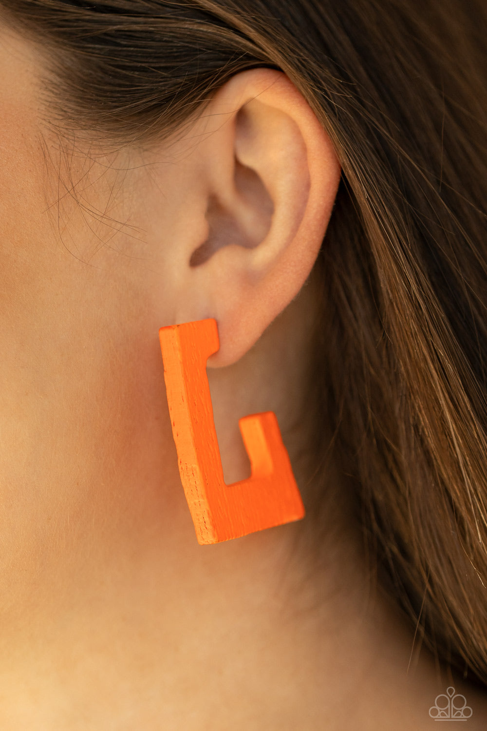Paparazzi The Girl Next OUTDOOR - Orange Wooden Earrings - Pusher P