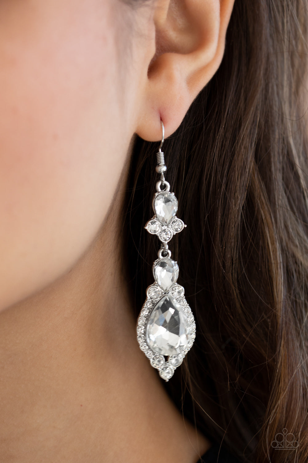Paparazzi Fully Flauntable - White Earrings - Pusher P