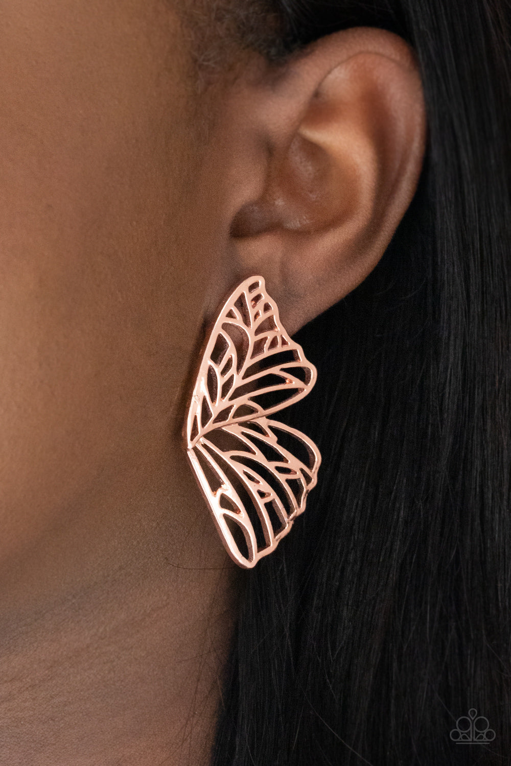 Paparazzi Butterfly Frills- Copper Earrings - Pusher P