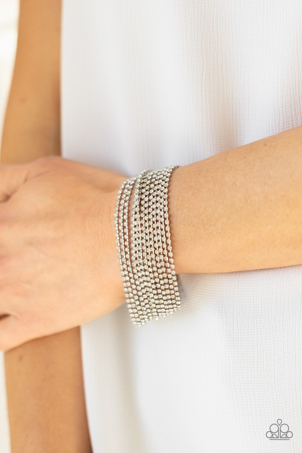 Paparazzi I Woke Up Like This - White Bracelet- June 2021 Life Of The Party Exclusive