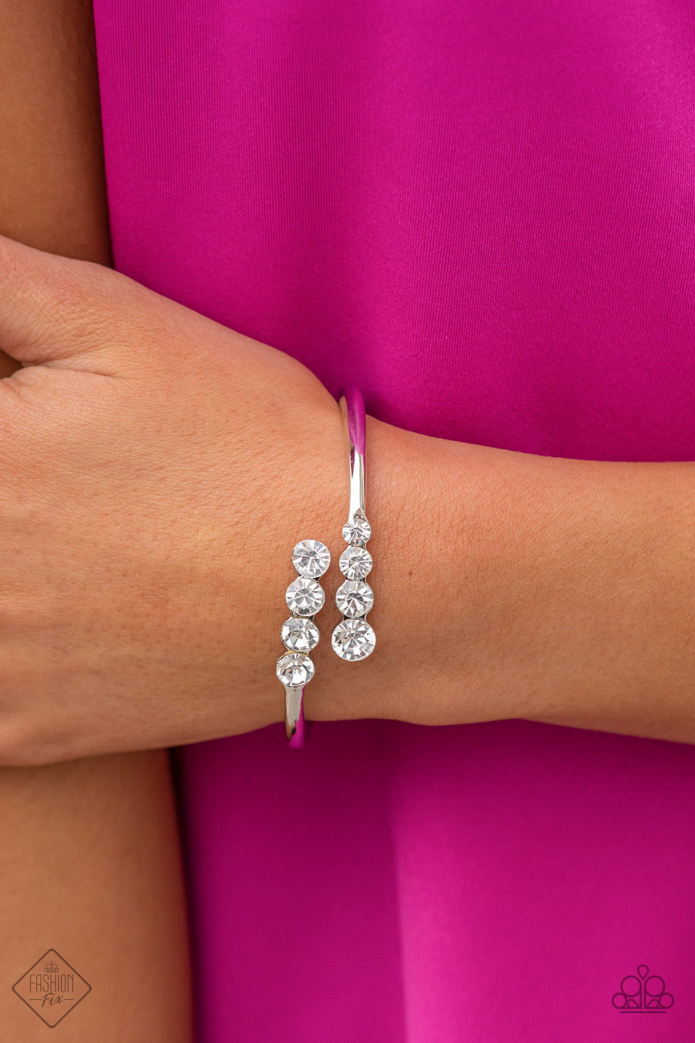 Paparazzi Defying Dazzle - White Bracelet - Pusher P