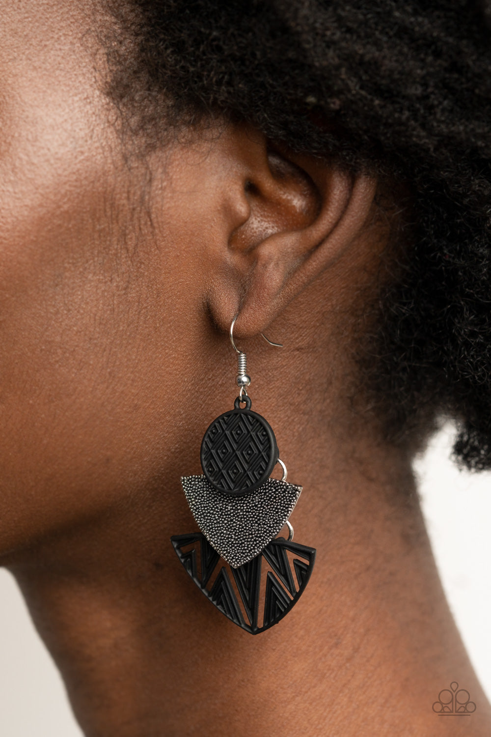 Paparazzi Jurassic Juxtaposition - Black Earrings - Pusher P