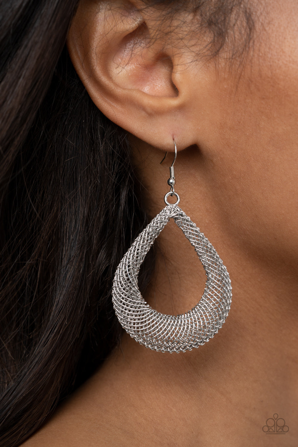 Paparazzi A Hot MESH Silver Earrings Pusher P