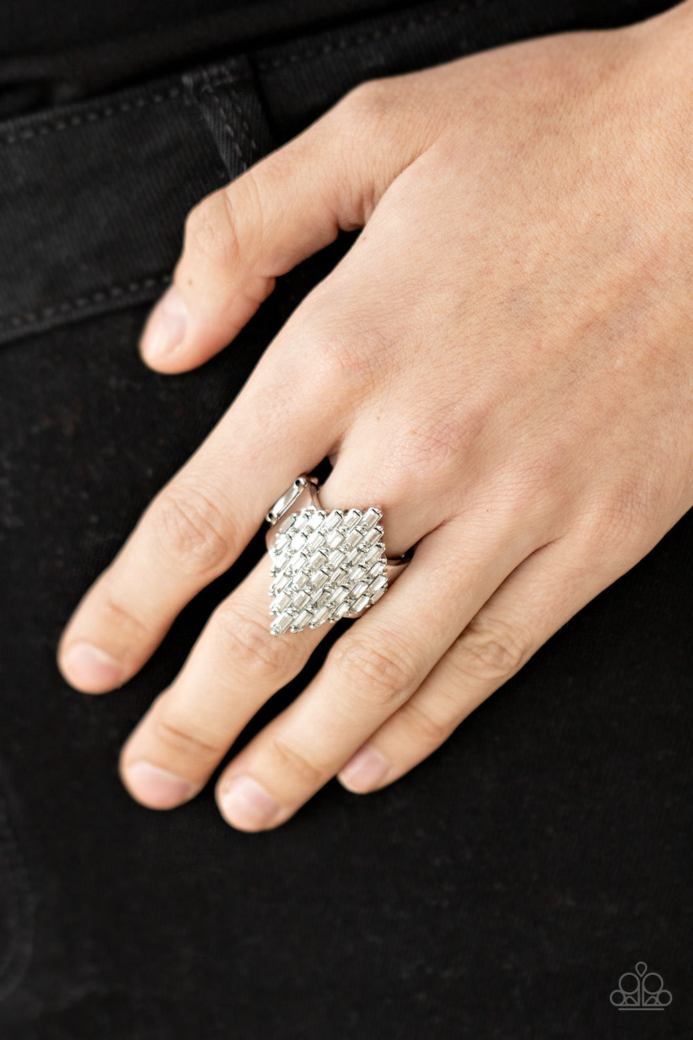 Paparazzi Hive Hustle - White Ring - May 2021 Life Of The Party Exclusive - Pusher P