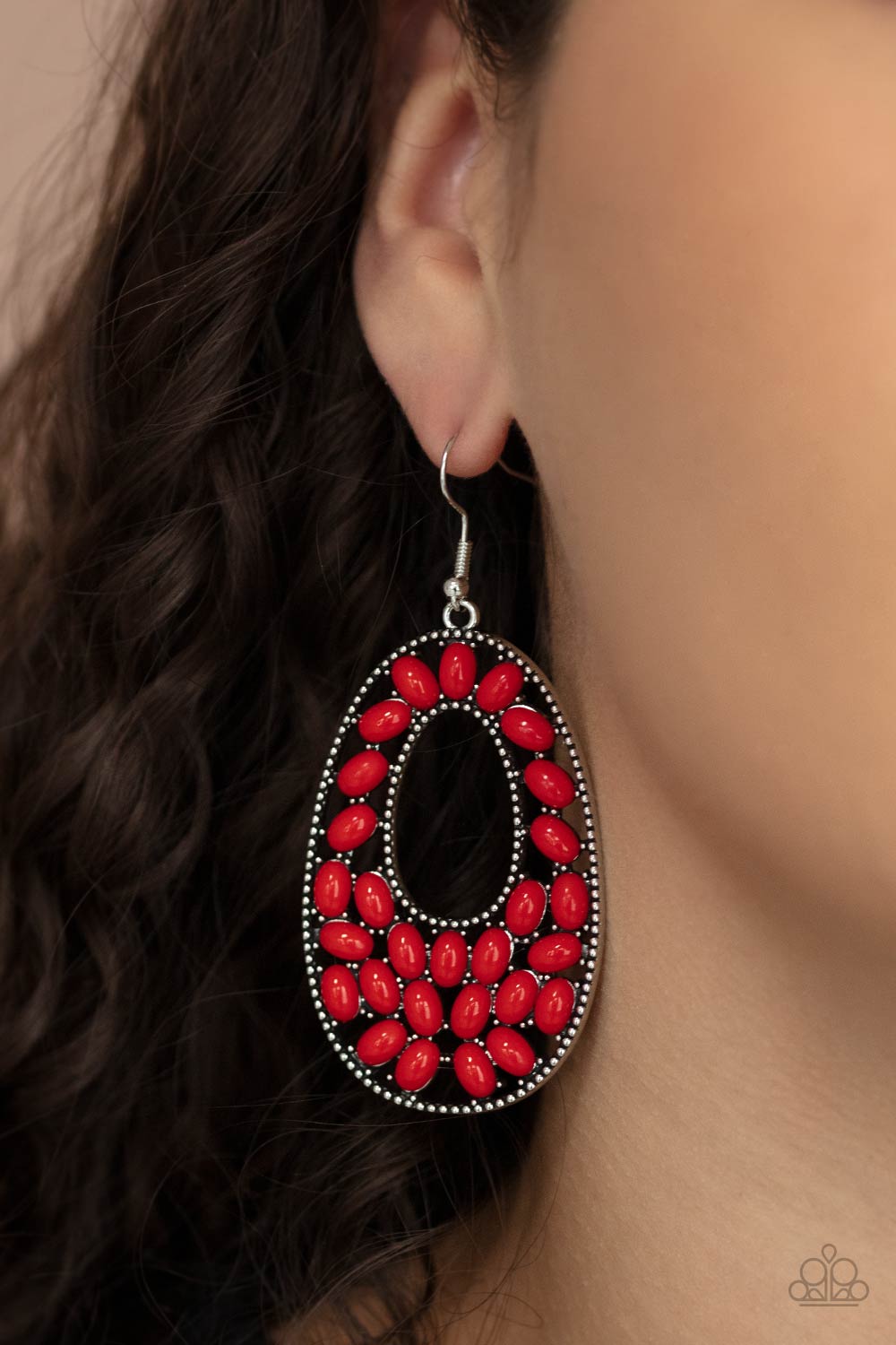 Paparazzi Beaded Shores - Red Earrings - Pusher P