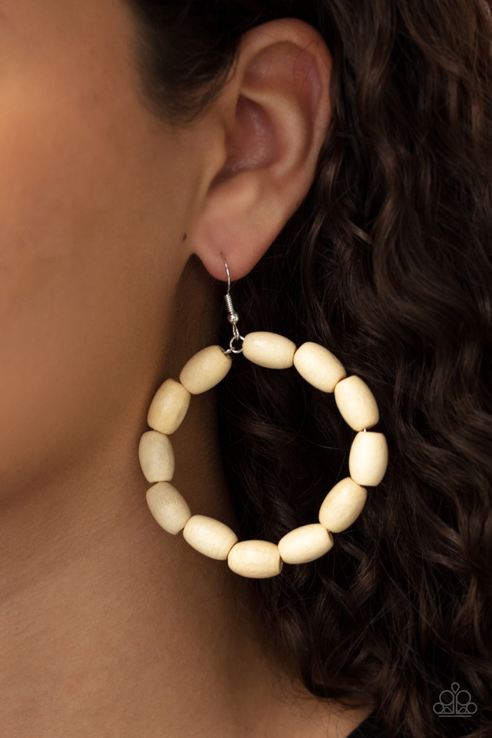 Paparazzi Living The WOOD Life - White Earrings - Pusher P