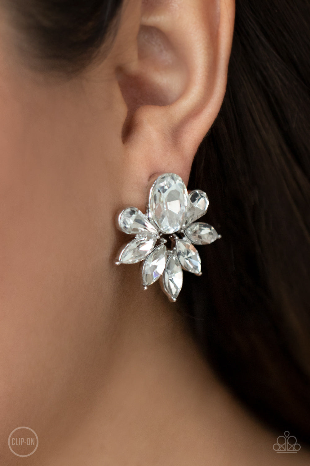Paparazzi Fearless Finesse - White Clip-On Earrings - Pusher P