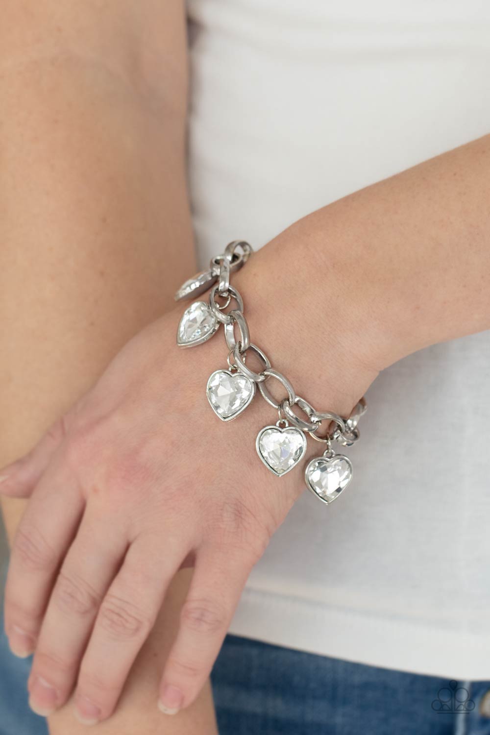 Paparazzi Candy Heart Charmer - White Bracelet - Pusher P