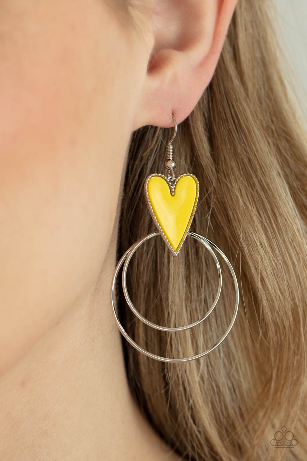Paparazzi Happily Ever Hearts - Yellow Earrings - Pusher P